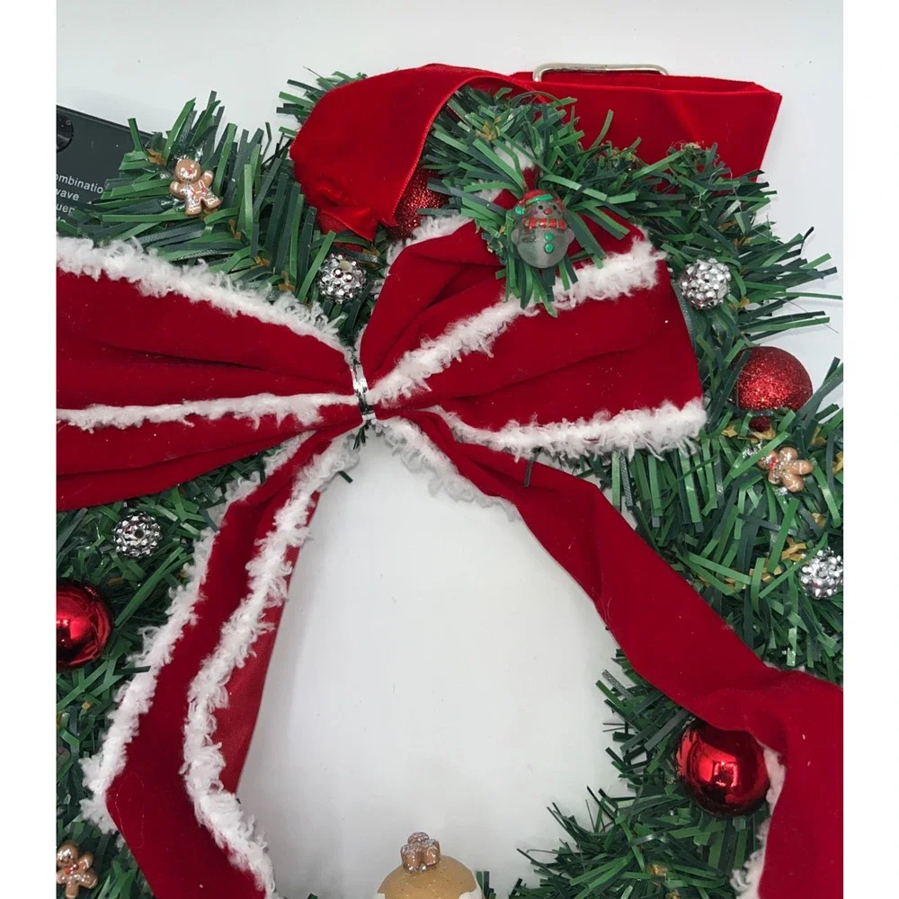 I am the cutest little gingerbread boy Prelit Christmas Wreath Lights Timer OOAK